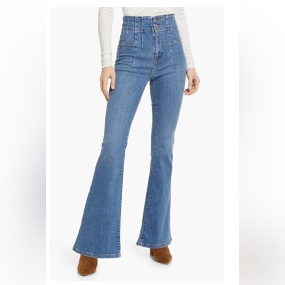 We The Free High-Rise Blue Denim Flare Jeans